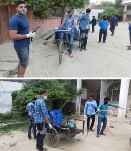 कोरोना बिरुद्धको लड़ाईमा युवा शक्ति एक हुदै;स्थानीय युवकहरुद्वारा बीरगंजमा सनिटाईजर छर्कियो।